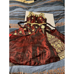 Girls Vicky Dress Size 24 kids Maroon with Gold Embroidery